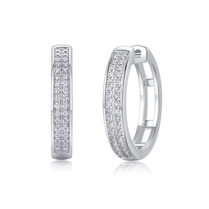 Élégantes boucles d'oreilles créoles en argent S925 avec double rangée de moissanite