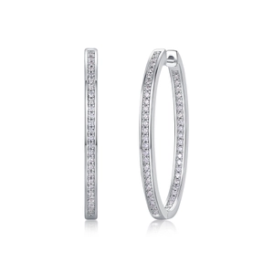 Boucles d'oreilles créoles classiques en argent 925 avec moissanite pavée