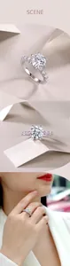 Dettaglio macro del marchio S925 sulla fascia dell'anello in moissanite 3 carati