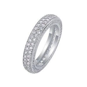 Eternity ring in 925 sterling silver with multi-row pavé moissanite stones
