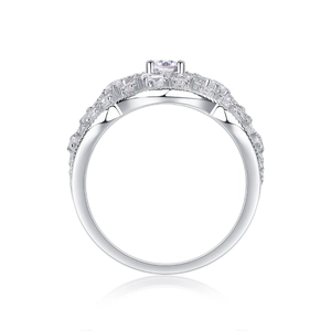 Luxurious S925 sterling silver moissanite ring with layered pavé setting and central stone