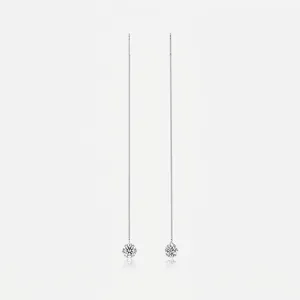 925 Sterling Silver Moissanite Long Threader Earrings For Women Elegant Geometric Chain Drop Earrings With GRA Certificate