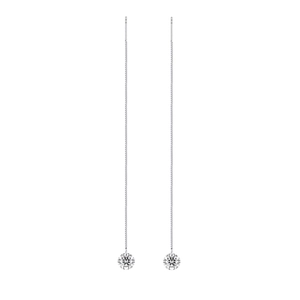 S925 sterling silver drop earrings with 2 carat moissanite stones and long box chains