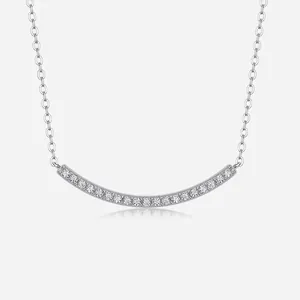 S925 sterling silver moissanite smile pendant necklace with sparkling curved diamonds
