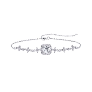 Bracelet élégant en argent S925 moissanite avec pendentif halo et détails d'étoiles