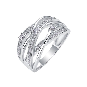 Bague multicouche en argent S925 avec trois moissanites et pavé de zircons étincelants