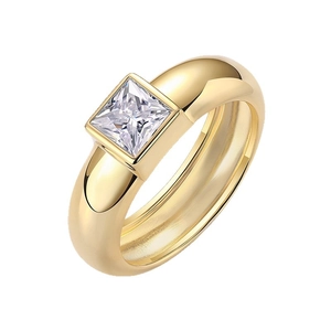 Minimalist gold S925 silver ring featuring 1 carat princess cut moissanite in bezel setting