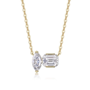 Collana alla moda in argento 925 con moissanite taglio marquise e smeraldo in oro