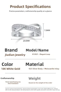 Detail view of S925 silver moissanite ring showing 20.6mm width and dimensions