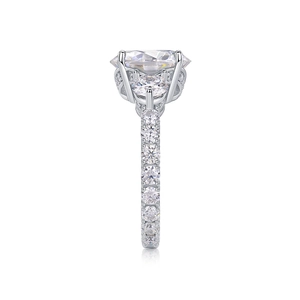 Elegant S925 sterling silver ring with large oval moissanite and pave diamonds
