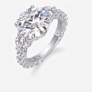 Luxus 925 Sterlingsilber 5ct Rundschliff Moissanit Verlobungsring Mit GRA Zertifikat Für Damen Edler Schmuck