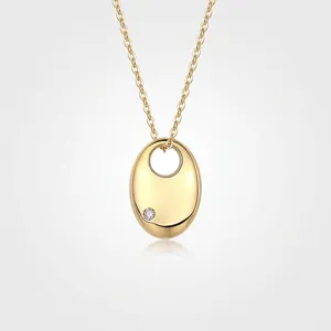 925 silver gold-plated necklace with oval moissanite pendant and fine cable chain