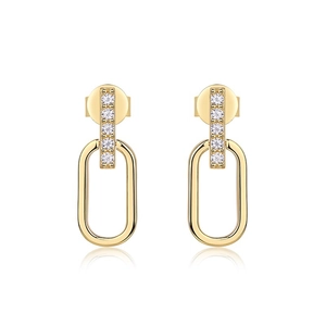 Minimalistische U-förmige 925 Silber Ohrringe mit Goldbeschichtung und Zirkonsteinen