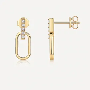 Französischer Stil U-Form 925 Sterling Silber Moissanit Ohrstecker Vergoldet Geometrisch Modeschmuck Geschenk Für Damen