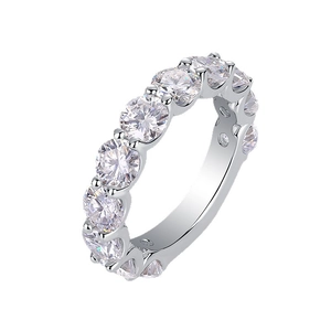 Elegant 925 sterling silver eternity ring set with brilliant round moissanite stones