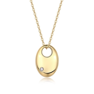 Goldene ovale Halskette aus 925er Sterlingsilber mit funkelndem Moissanit-Anhänger