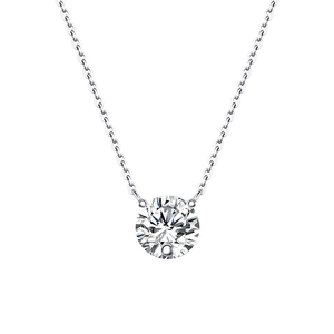 Minimalist 925 sterling silver necklace featuring a brilliant round moissanite pendant