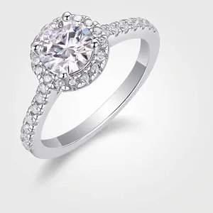 Luxury 925 Sterling Silver Moissanite Ring For Women Square Halo Engagement Wedding Band Elegant Fashion Jewelry Finger Ring With GRA Certificate