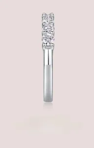 Side profile of 925 silver moissanite stackable ring showing band thickness and polish