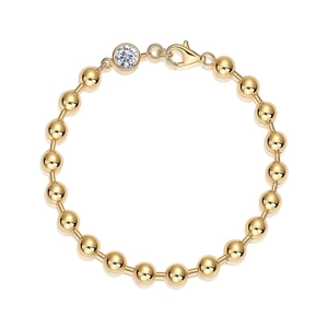 Elegant 925 silver gold-plated bead bracelet with a sparkling moissanite pendant