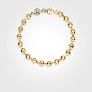 Moissanite Round Solitaire Bracelet 925 Sterling Silver Elegant Fine Jewelry For Women Commute Fashion Accessories