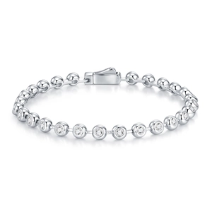 Polished S925 sterling silver bracelet with 4mm moissanite stones and secure buckle clasp