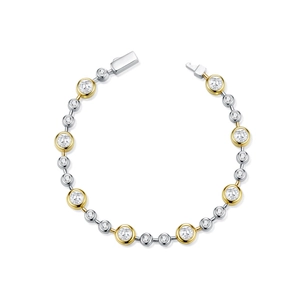 Élégant bracelet en argent sterling 925 bicolore avec finition or et argent poli