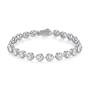 Minimalist Moissanite bracelet with S925 silver plating and round cut stones