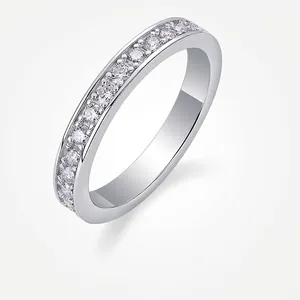 925 Sterling Silver Moissanite Eternity Band Ring For Women Luxury Geometric Fine Jewelry Finger Ring Wedding Anniversary Gift