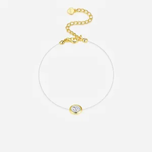 Minimalist 925 sterling silver moissanite necklace with invisible thin transparent thread