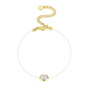 Minimalist S925 sterling silver invisible necklace with round moissanite pendant