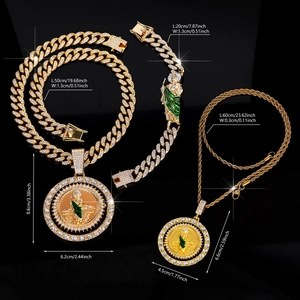 Hip hop St. Jude jewelry set with gold plated iced out cuban chain and pendant