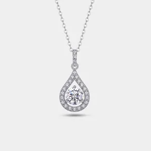 Elegante Collana Con Ciondolo a Goccia d'Acqua in Argento Sterling S925 Moissanite per Donna Catena per Clavicola di Lusso Regalo Gioielli