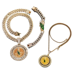 Hip hop St. Jude jewelry set with gold plated Cuban chain and iced out pendants