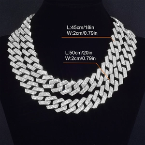 Detailansicht der 20mm dreireihigen Diamant-Cuban-Kette in 18 und 20 Zoll Länge