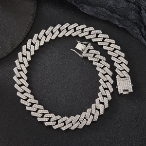 Iced Out Cuban Link Chain Necklace For Men Women Hip Hop 20mm Wide Double Row Rhinestone Alloy Jewelry Party Accessories