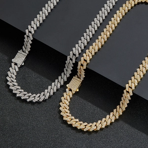 Collier Maille Gourmette Losange Glacé Hip Hop En Alliage Strass Pour Hommes Femmes Bijoux De Haute Qualité Cadeau