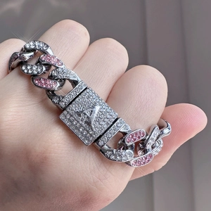 Hip Hop Panzerkette Armband Initialen Buchstabe Legierung Strass Personalisierter Schmuck Für Herren Damen Geschenk