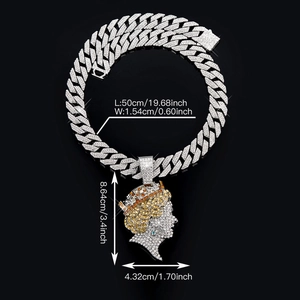 Hip hop style Cuban chain with a full crystal-encrusted Queen portrait pendant