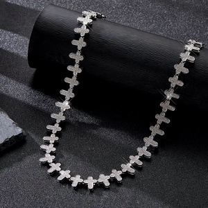 Hip-Hop 13mm Silberne Kreuzkette mit Pavé-Zirkonia für einen luxuriösen Look