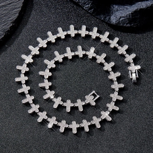 Hip Hop Legierung Vollständig Mit Strass Kreuz Anhänger Halskette Panzerkette Schmuck Gold Silber Iced Out Halsketten Für Herren Damen