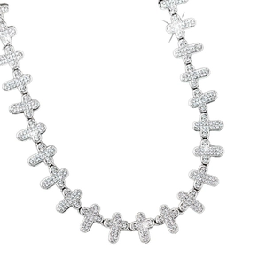 Hip-Hop 13mm Kreuz-Gliederkette in Silber mit vollbesetzten Zirkonia-Steinen
