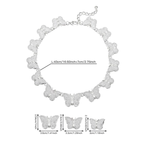 Guide des tailles de collier papillon avec longueur de 43cm et extension de 7cm