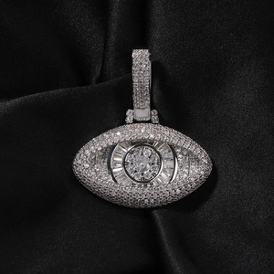 Collier Pendentif Oeil d'Ange Hip Hop Iced Out Chaîne Corde en Cuivre Strass Bijoux Décoratifs de Personnalité Cadeau Unisexe