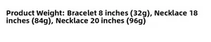 Detailed size and weight chart for 10mm double-row rhinestone hip hop necklace and bracelet