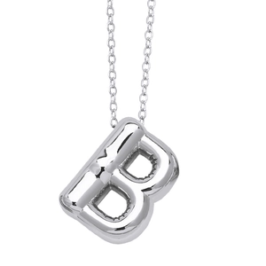 Polished stainless steel 3D bubble letter B pendant necklace with mirror finish