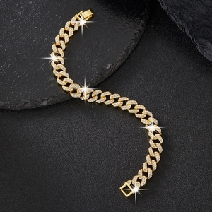 Golden 10mm double row diamond cuban link necklace for hip hop jewelry style