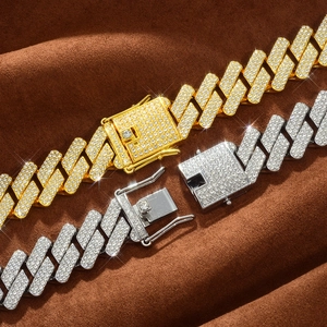 Κουβανέζικες αλυσίδες τριών σειρών με διαμάντια σε χρυσό και ασημί hip hop στυλ
