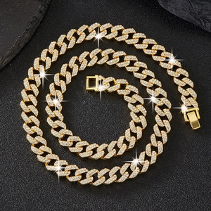 Detailed view of the 10mm double-row iced out Cuban link chain with a secure box clasp