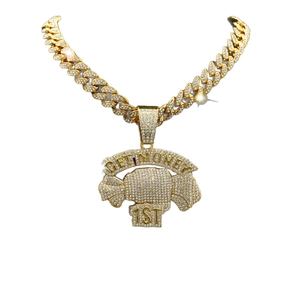 Collier cubain hip-hop doré avec pendentif sac d'argent GET MONEY 1ST glacé